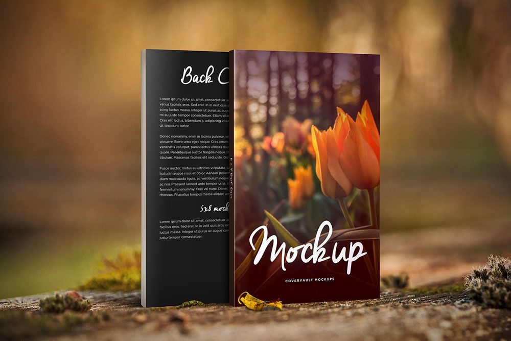 Book cover mockups and blurb writing on desk